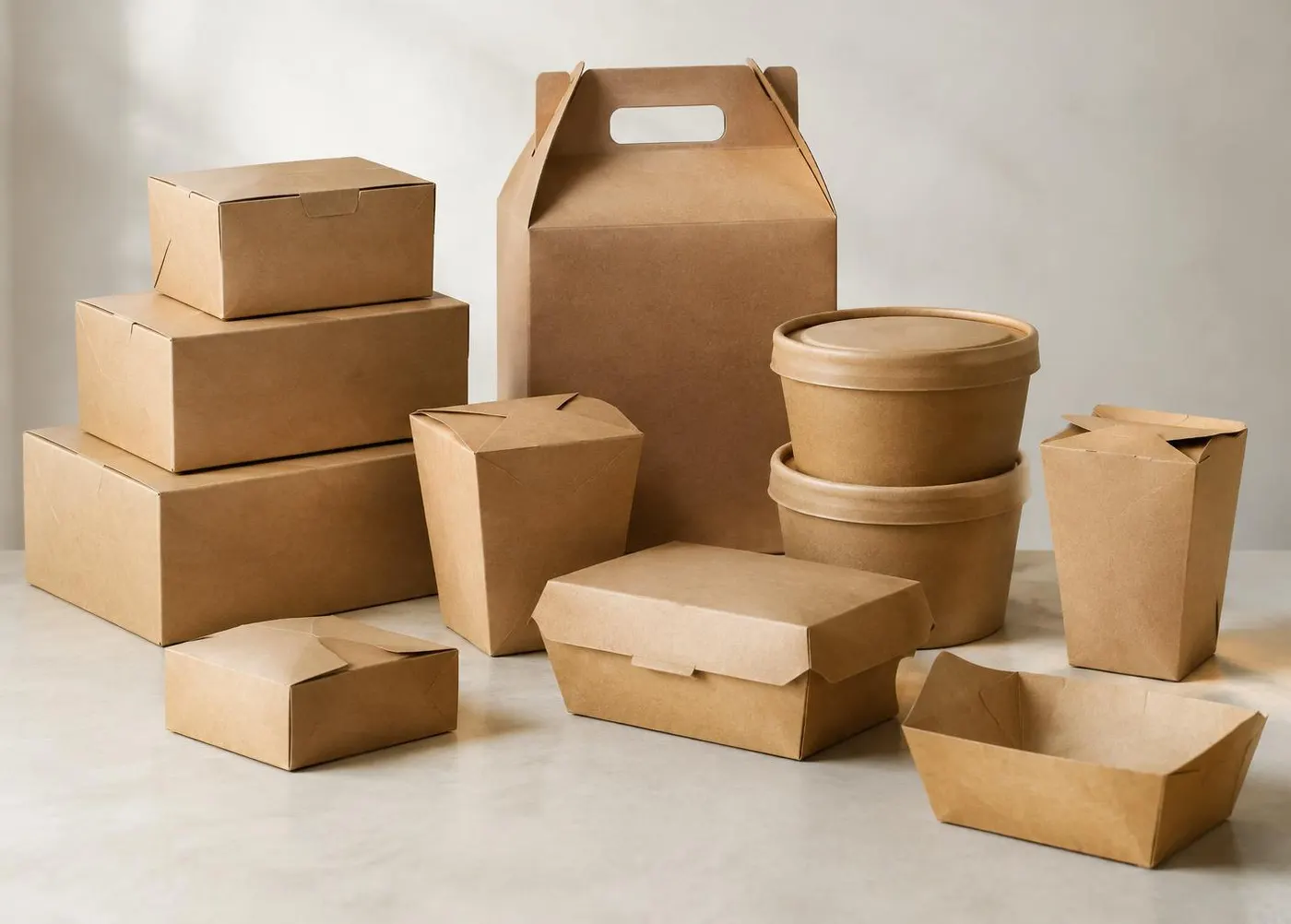 Kraft folding cartons and food-service containers